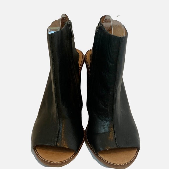 Madewell Peep Toe Chunky Heel Bootie Black Leather Boho Summer Outer Banks Sz 10 - Picture 3 of 9